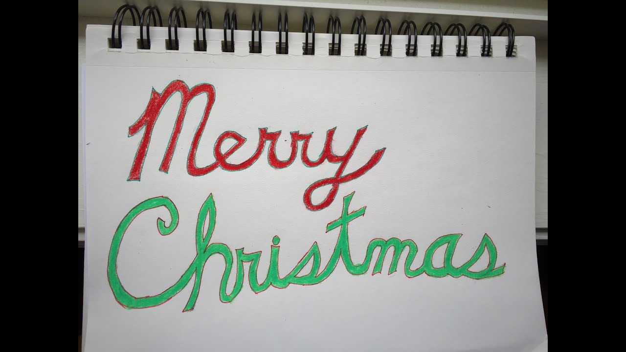 How To Draw Merry Christmas With Cursive Lettering Youtube