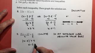 2-8 Solving Absolute-Value Equations and Inequalities example problems #8-10