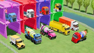 Colorful trucks - ALL COLORFUL SCANIA CRANE TRUCK, LIEBHER 902 EXCAVATOR TRANSPORTING - FS22