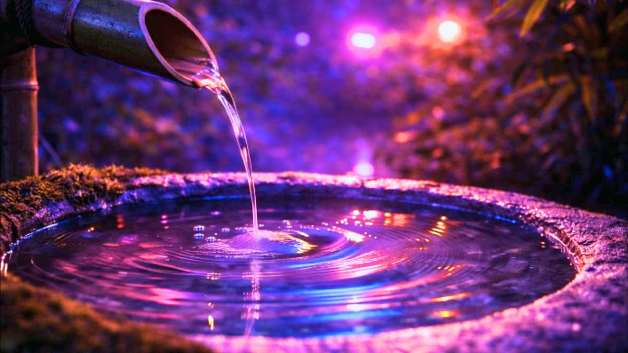 Bamboo Fountain & Soft Piano Music for Yoga, Meditation & Relaxation | 11 Hours | Dream in Neon