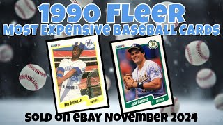 1990 Fleer Most Expensive eBay Sales Baseball Cards - November 2024