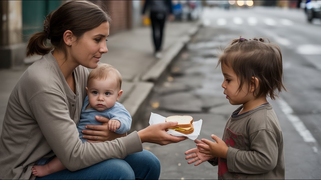 Poor Girl With Her Baby Gave Her Last Sandwich to a Child, She Didn’t Know the Child’s Dad Was a CEO