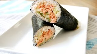 How To Roll Sushi Without A Mat Spicy Salmon Sushi Wraps