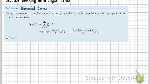MTH162-Sec. 6.4 Working with Taylor Series (Part 1)