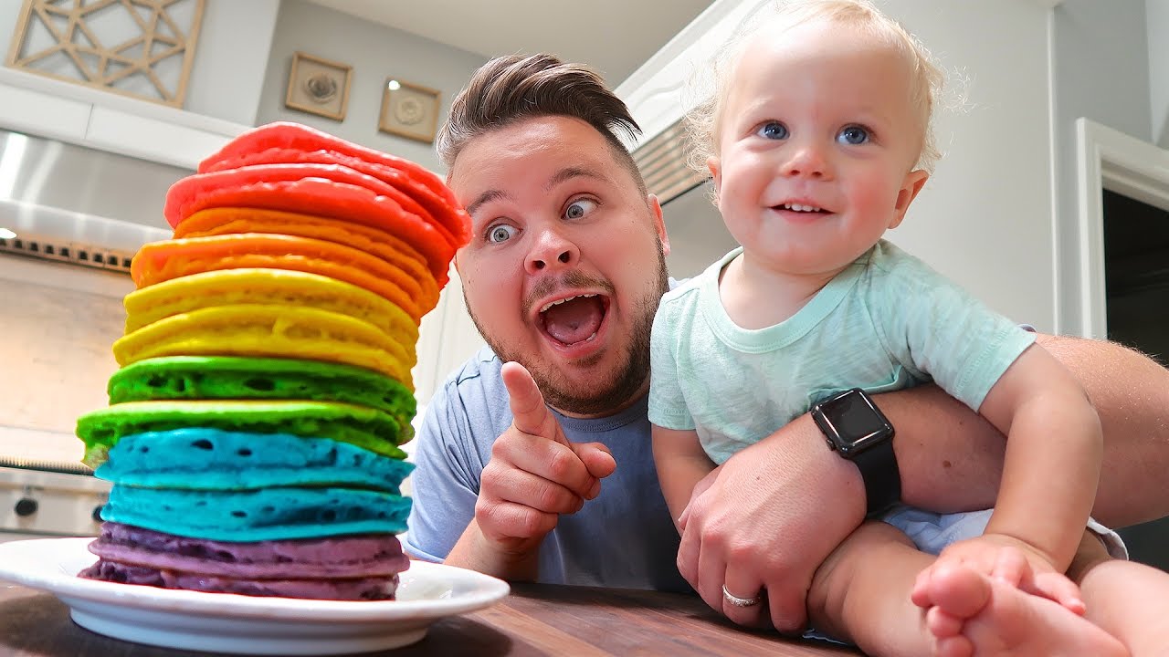 GIANT RAINBOW PANCAKE STACK!