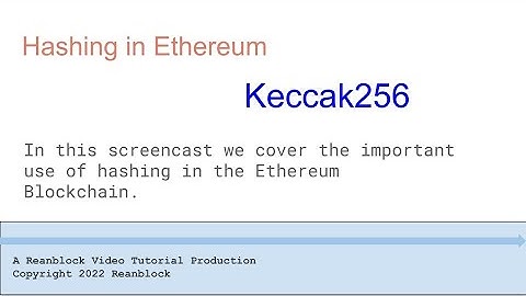 Hashing in the Ethereum Blockchain