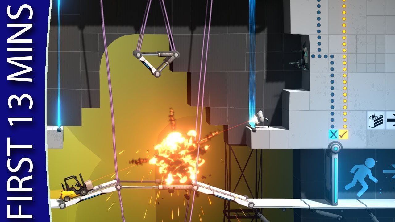 BRIDGE CONSTRUCTOR PORTAL Opening 13 Minutes! First Four Levels Gameplay