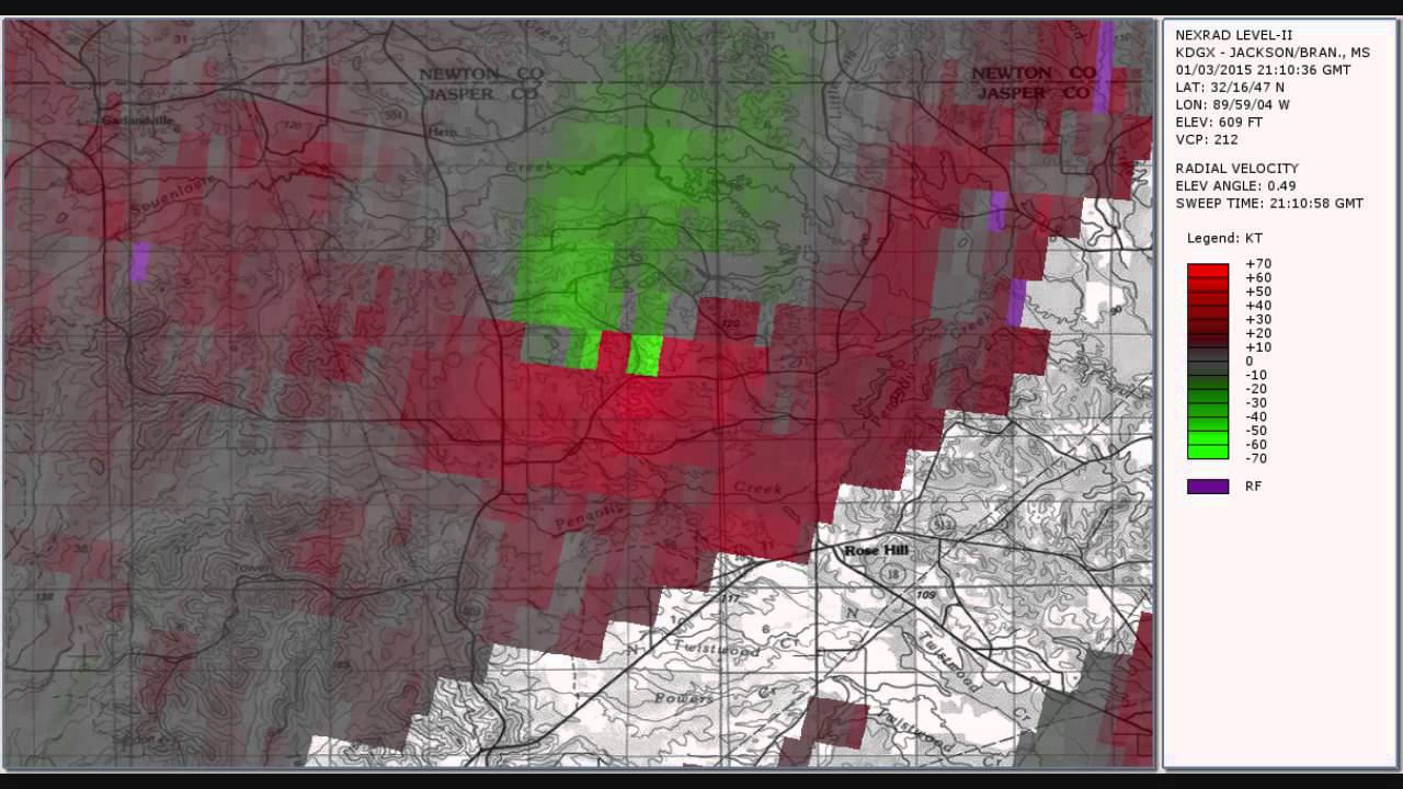 Doppler Radar Rose Hill, Mississippi Tornado January 3, 2015 YouTube