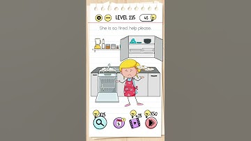 brain test level 235 she is so tired 😫  help please