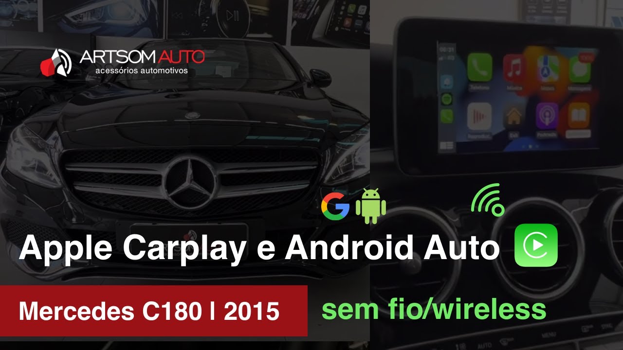 Mercedes C180 | 2015 - Câmera e Apple CarPlay sem fio WIRELESS + Sensor dianteiro traseiro,