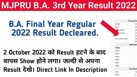 Mjpru BA 3rd Year Result 2022 | Mjpru BA Final Year Result 2022 Out | Mjpru BA Result 2022 News