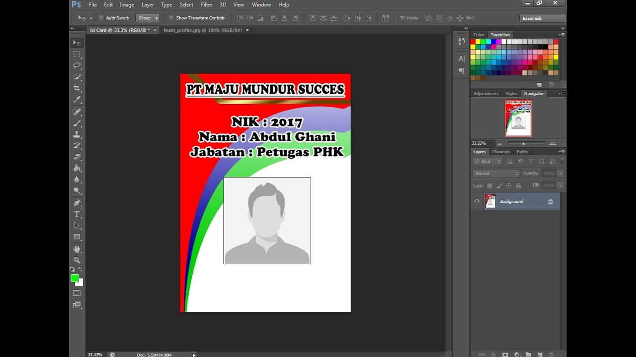  cara  membuat  id  card  karyawan dengan  photoshop YouTube