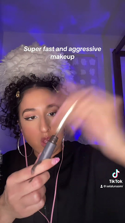 Super fast and aggressive makeup🩷 #asmr #asmrmakeup #fastandaggressivehandsounds #fyp #mouthsounds