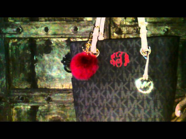 Michael Kors Custom Monogrammed Tote (MK pompom keychain charm) 