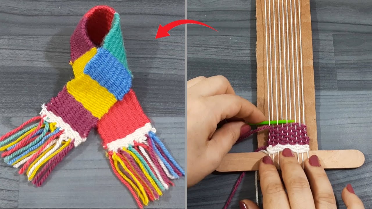How to Knit a Scarf | Use a homemade cardboard nola | Easy Pattern for Beginners