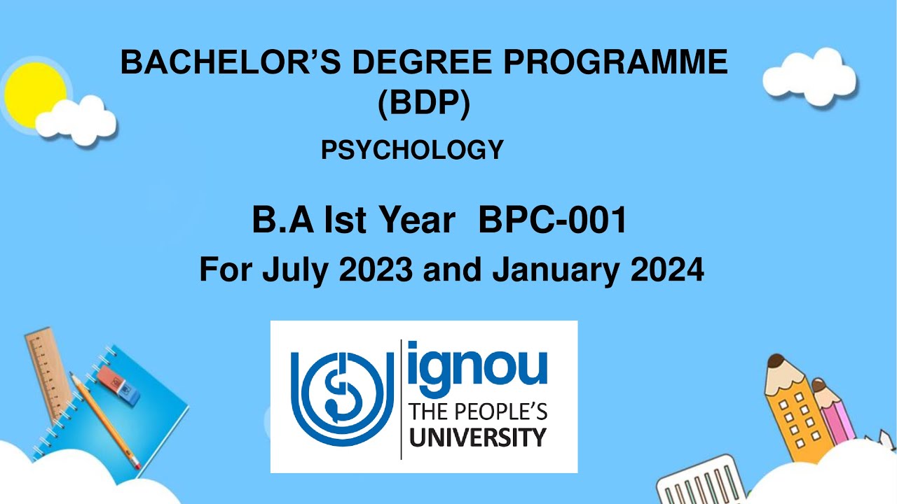 BPC 001, B.A 1st year Psychology Assignment 2023. 