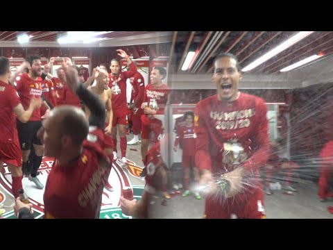 Inside the LFC dressing room - Liverpool celebrate the title at Anfield