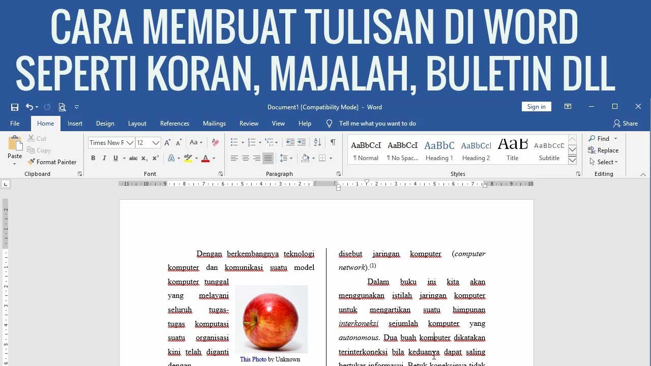 Cara Membuat Teks Mirip Surat Kabar Atau Koran Dengan Rapi Di Microsoft Word 2019 Untuk Pemula Youtube