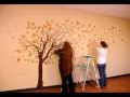 Dali Wall Decals - Tall Tree with Leaves Blowing in the Wind Installation