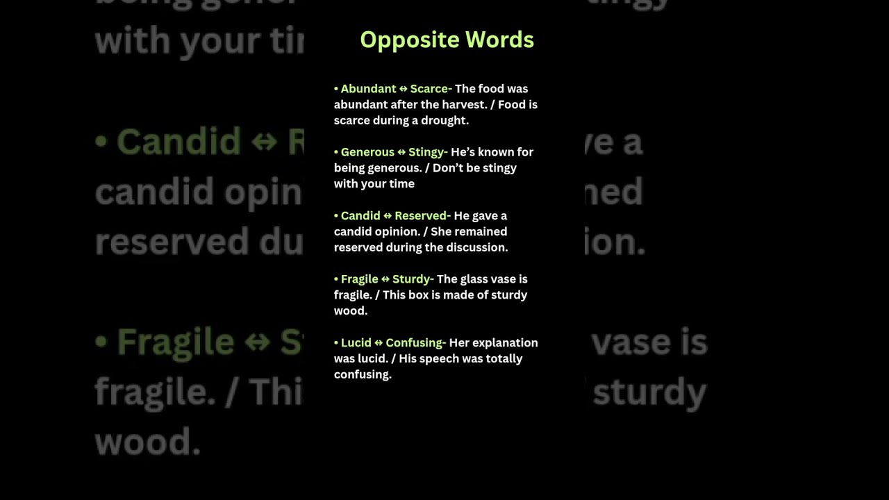 Opposite Words English Learnenglish Vocabulary Spokenenglish