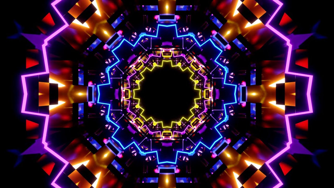 1 Hour 4k Abstract Relaxing Trippy Kaleidoscope Visuals Metallic Color Neon background Video Loop