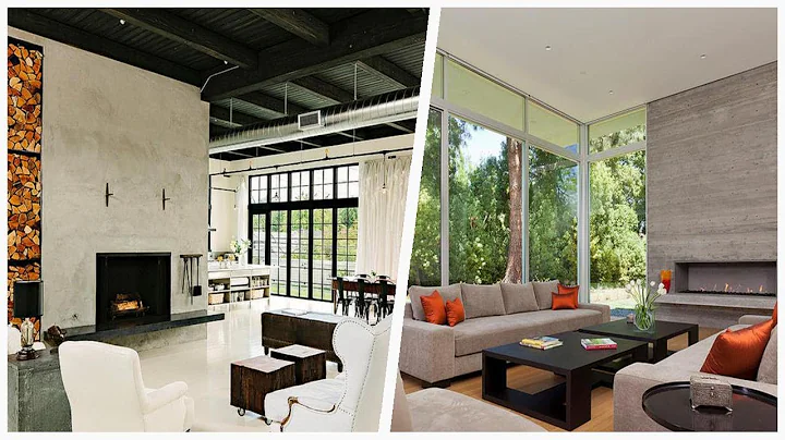 75 Green Living Space With A Concrete Fireplace Design Ideas You'll Love 🔴 thumbnail