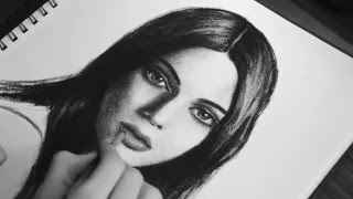 Drawing Kendall Jenner. Time-Lapse. Charcoal.