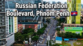 Russian Federation Boulevard, Phnom Penh 🇰🇭 | 4K Drone Tour