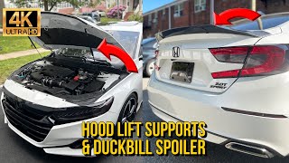 How To Install Hood Lift Supports & Duckbill Spoiler! 1Oth Gen Honda Accord 201822 (4K ULTRA HD)