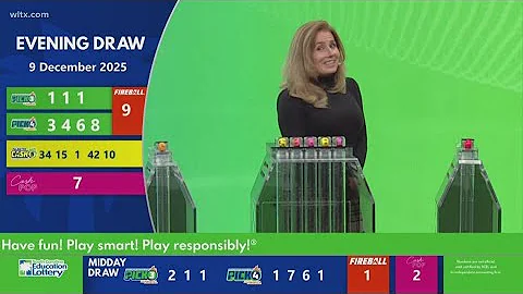 Evening SC winning lottery numbers for December 9, 2025