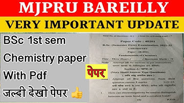 Mjpru Bsc 1st semester chemistry paper | mjpru previous year question paper pdf | paper pdf