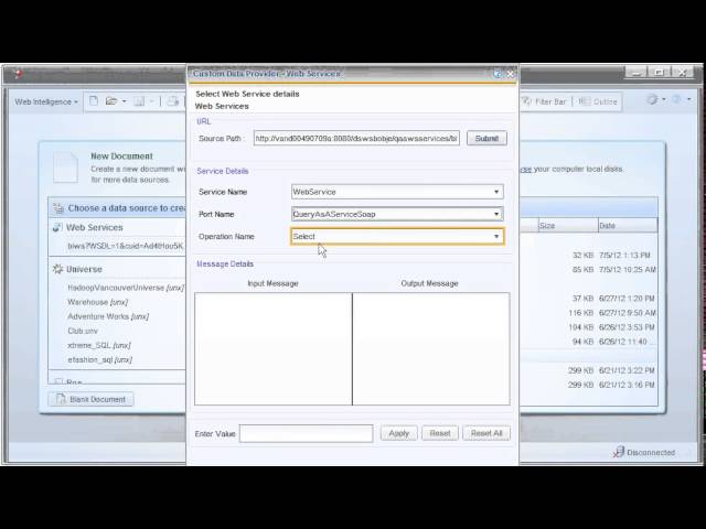 Connect to a web service: SAP BusinessObjects Web Intelligence 4.0