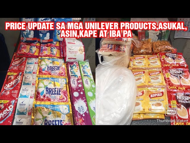 PRICE UPDATE SA MGA UNILEVER PRODUCTS,ASUKAL,ASIN,KAPE AT IBA PA/SARI-SARI STORE class=