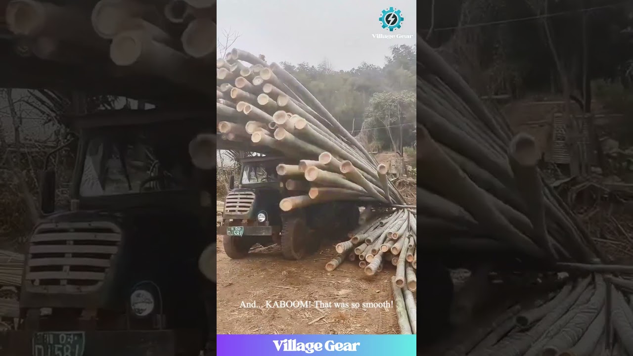 How to Unload a Truck in 2 Seconds FLAT! This Bamboo Domino Effect is SO SATISFYING! 😂 