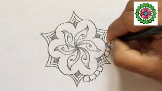Beautiful Rangoli With 3 Dots | asmr video | Beginner Kolam | Daily kolam | Muggulu with dots screenshot 5