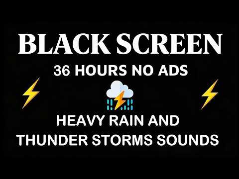 THUNDER and RAIN Sounds for Sleeping BLACK SCREEN | Sleep and Relaxation | Dark Screen Nature Sounds