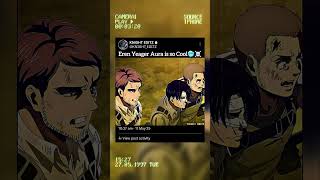 EREN aura is so cool #anime #viralshort #attack on titan #popular #ANIME duniya