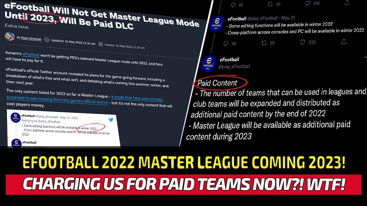 eFootball 2022 to delay Master League until 2023; roadmap