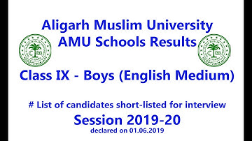 Class 9 Result Aligarh Muslim University | AMU Class IX Boys Results | Admission 2019-20