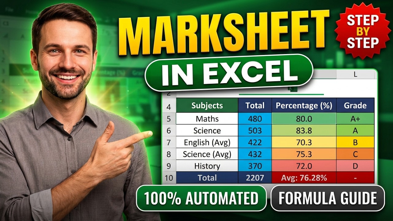 How to Create a Marksheet in Excel (Step-by-Step Guide) | Excel ...