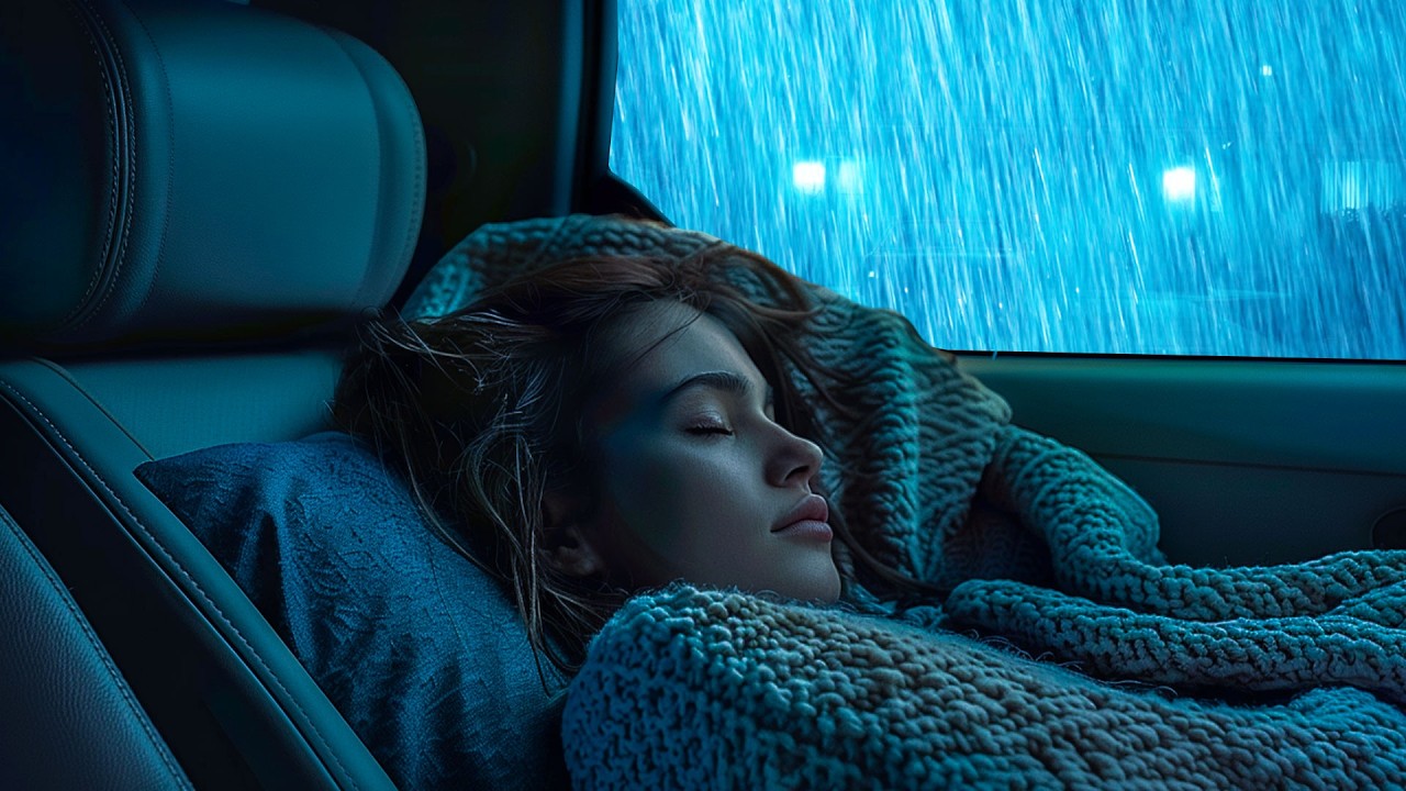 Within 3 Minutes You Will Fall into an Instant Sleep with Heavy Rain & Thunder on The Car at Night