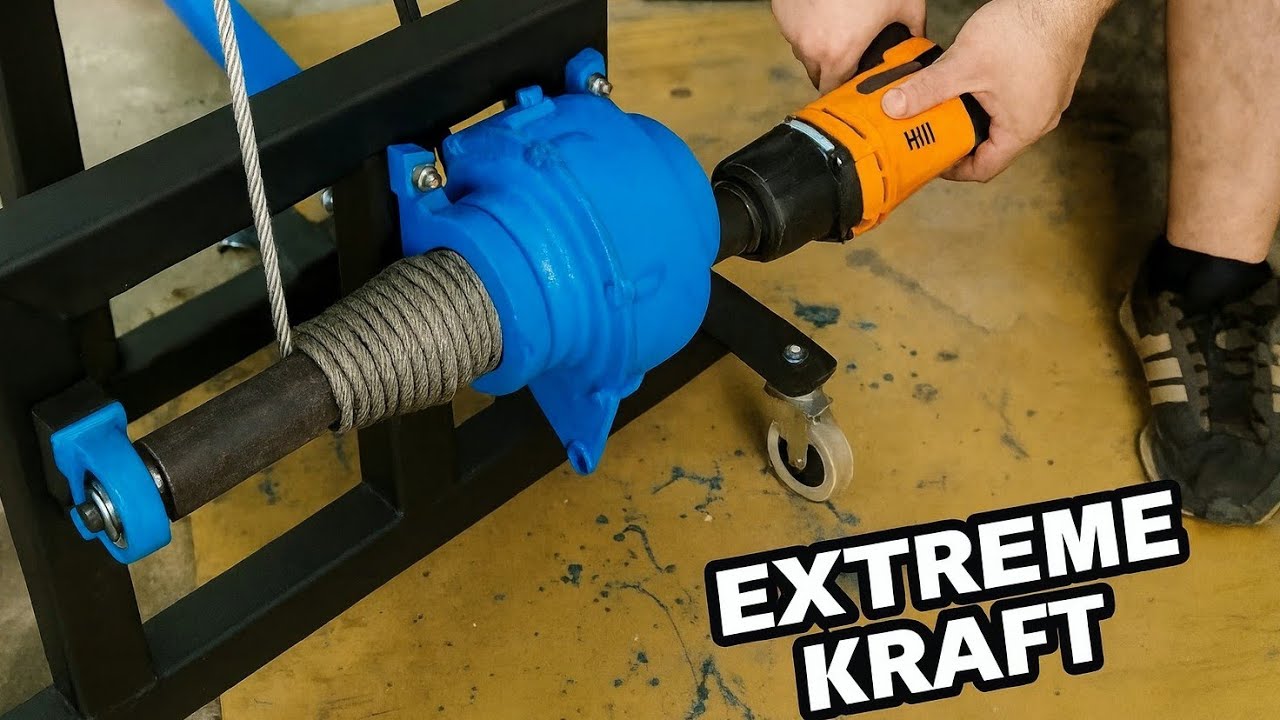 DIY Werkstattkran – Angetrieben nur von einer Bohrmaschine!