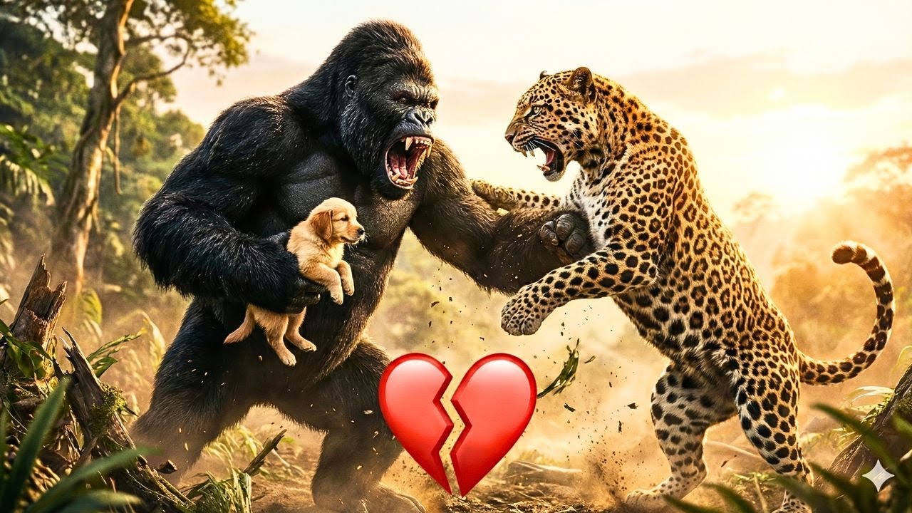 King Kong SAVES Tiny Puppy from Giant Leopard Attack!