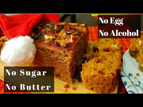 क्रिसमस केक|Eggless PLUM CAKE|SugarFree Christmas cake| Christmas cake without Rum,egg and butter