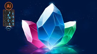 Crystal tutorial in Adobe Illustrator for Beginners using gradient mesh Tool | Techniques