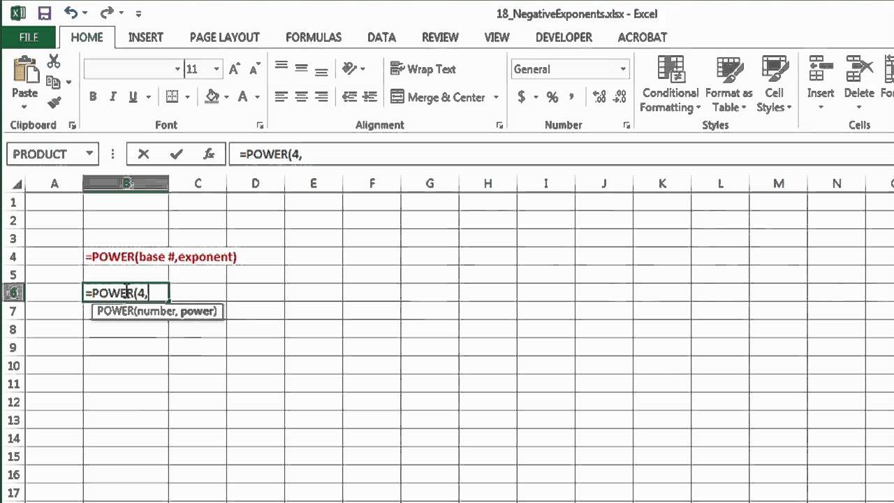 How to Use Negative Exponentials in Excel : MS Excel Tips