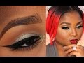 Green/Gray eyes & Red ombre lip - Full face make up tutorial - Queenii rozenblad