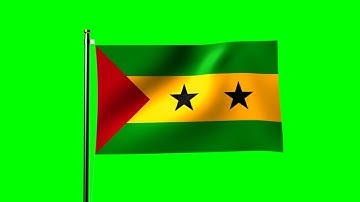 Sao Tome and Principe flag waving over green screen - royalty free footage