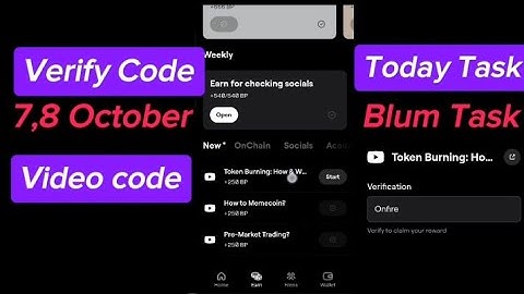 7,8 October Blum Task Verify Video Code || Token burning in crypto code#blum#blumcrypto@Miss-Cat6