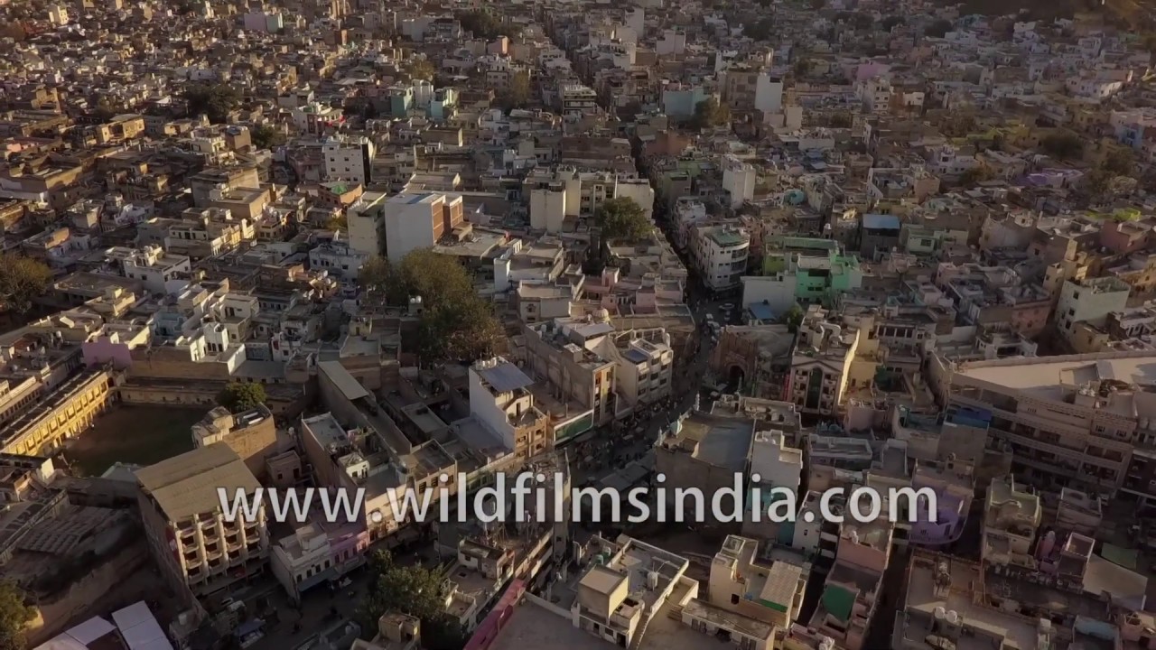 nepal flag City at the edge of the Thar desert: aerial view of holy city of Ajmer, Rajasthan